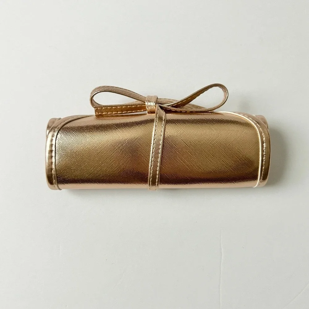 Kendra Scott Rose Gold Metallic Jewelry Roll Travel Organizer Case Tie Closure